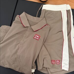 UNIQLO Taupe Polo and Athletic Shorts - top and shorts set - Tennis